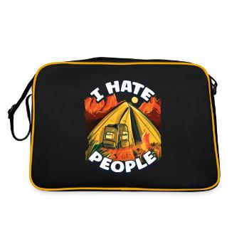 I hate people camping colorful tents campfire - Retro Bag - black/gold - Back