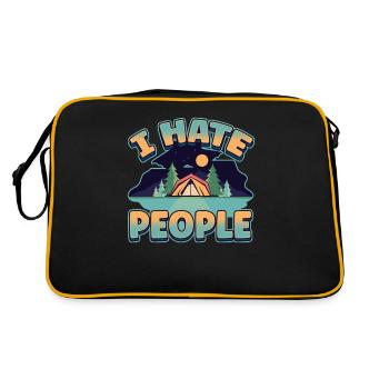 I hate people camping colorful tents campfire - Retro Bag - black/gold - Back