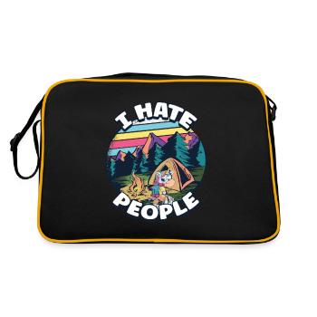 I hate people camping colorful tents campfire - Retro Bag - black/gold - Back