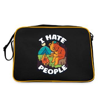 I hate people camping colorful tents campfire - Retro Bag - black/gold - Back
