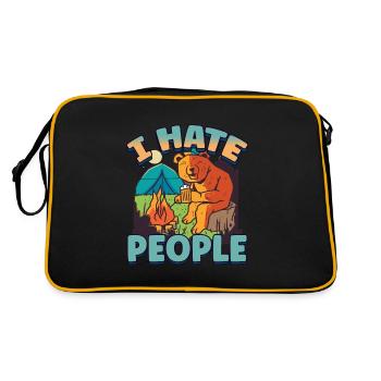 I hate people camping colorful tents campfire - Retro Bag - black/gold - Back
