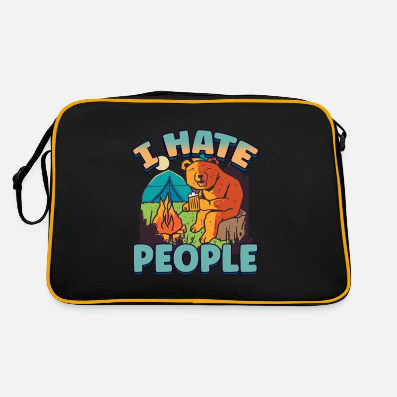 I hate people camping colorful tents campfire Retro Bag