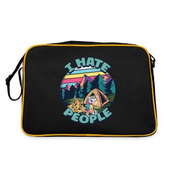I hate people camping colorful tents campfire - Retro Bag - black/gold - Back