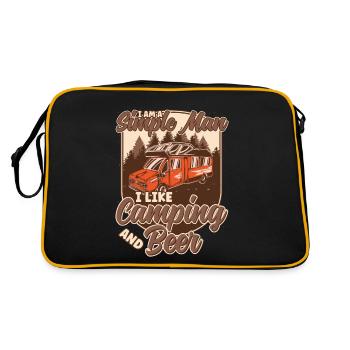 Ich Bin Ein Einfacher Mann Ich Mag Camping Bier - Retro Tasche - Schwarz/Gold - Hinten