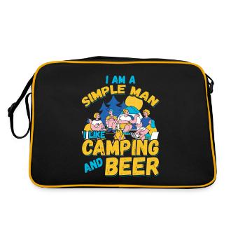 Ich Bin Ein Einfacher Mann Ich Mag Camping Bier - Retro Tasche - Schwarz/Gold - Hinten