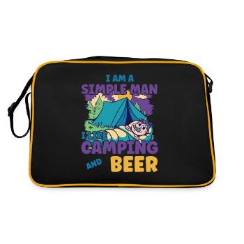 Ich Bin Ein Einfacher Mann Ich Mag Camping Bier - Retro Tasche - Schwarz/Gold - Hinten