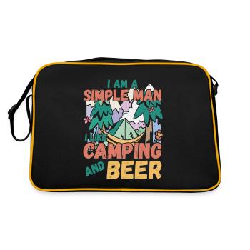 Ich Bin Ein Einfacher Mann Ich Mag Camping Bier - Retro Tasche - Schwarz/Gold - Hinten