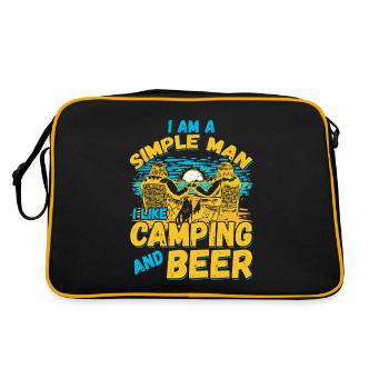 Ich Bin Ein Einfacher Mann Ich Mag Camping Bier - Retro Tasche - Schwarz/Gold - Hinten