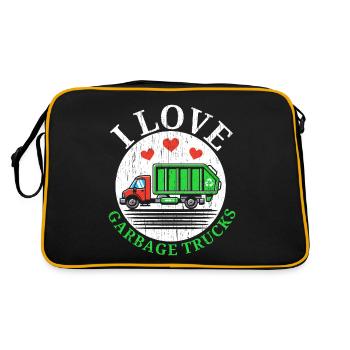 I Love Garbage Trucks Garbage Collection Recycling - Retro Bag - black/gold - Back