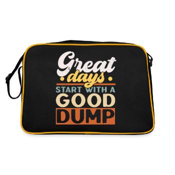 Große Tage beginnen mit einer guten Müllhalde Müll - Retro Tasche - Schwarz/Gold - Hinten