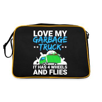 Love my garbage truck garbage collector recycling - Retro Bag - black/gold - Back