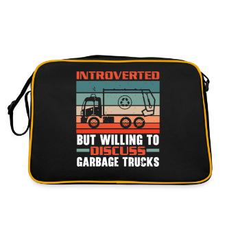 Introvertiert, aber bereit, über Müllwagen zu rede - Retro Tasche - Schwarz/Gold - Hinten