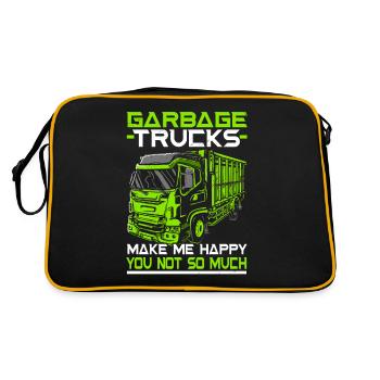 Garbage Truck Trash Collector Recycling Abfall - Retro Tasche - Schwarz/Gold - Hinten