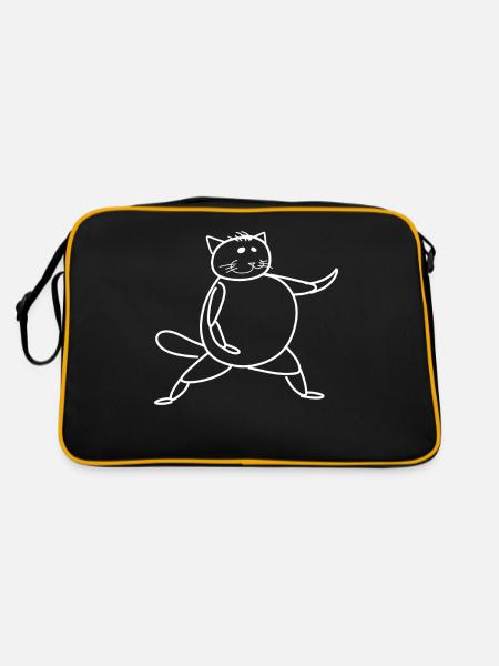 Qigong Qi Gong Katze Chigong - Retro Tasche - Schwarz/Gold - Hinten
