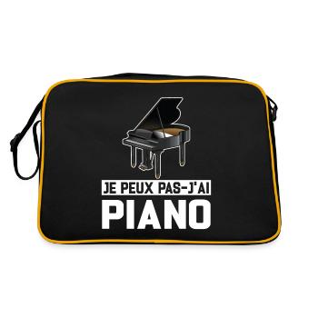Je Peux Pas J'ai Piano Idée Cadeau Anniversaire - Sac Retro - noir/or - Dos