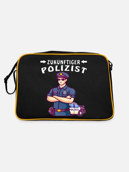 ZUKÜNFTIGER POLIZIST - Retro Tasche - Schwarz/Gold - Hinten