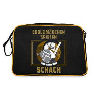 COOLE MÄDCHEN SPIELEN SCHACH - Retro Tasche - Schwarz/Gold - Hinten
