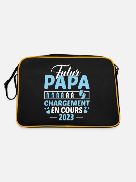 Futur Papa 2023 Idée Cadeau Annonce Grossesse - Sac Retro - noir/or - Dos