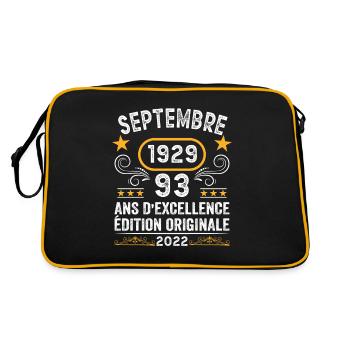 Septembre 1929 93 Ans Anniversaire Idée Cadeau - Sac Retro - noir/or - Dos
