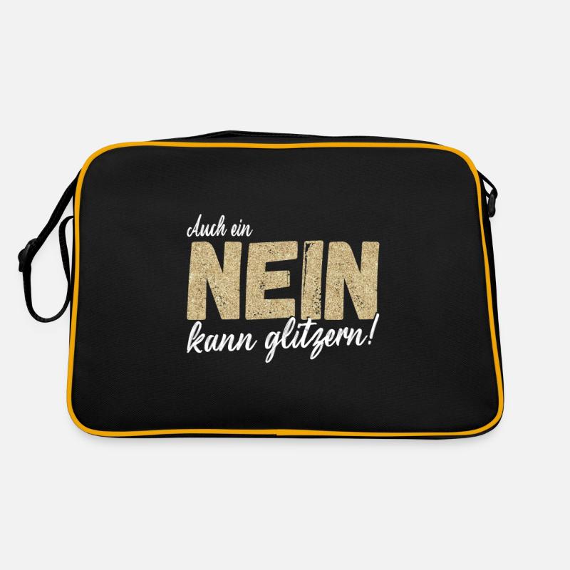 Auch ein NEIN kann glitzern! Lustiger Spruch - Retro Tasche - Schwarz/Gold