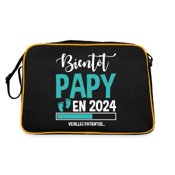 Bientôt Papy En 2024 Idée Cadeau Annonce Grossesse - Sac Retro - noir/or - Dos