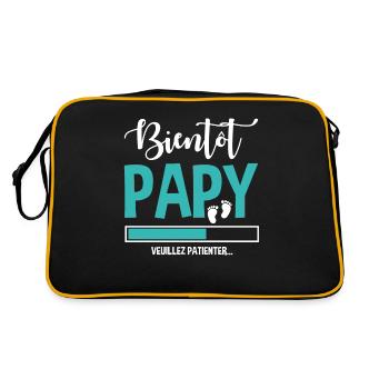 Bientôt Papy Idée Cadeau Citation Grossesse Papi - Sac Retro - noir/or - Dos