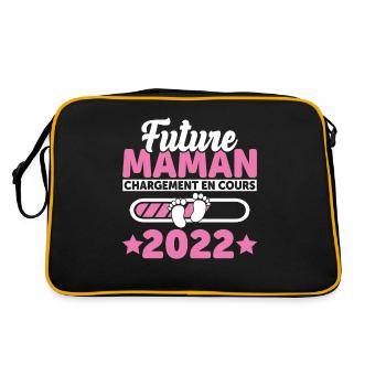 Future Maman 2022 Enceinte Idée Cadeau Amour Coeur - Sac Retro - noir/or - Dos