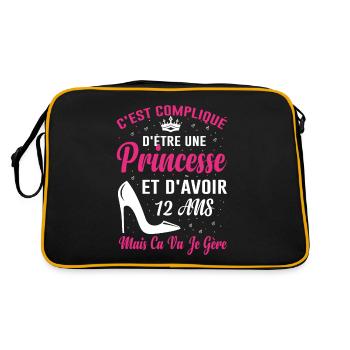 Princesse 12 Ans Anniversaire Idée Cadeau Licorne - Sac Retro - noir/or - Dos