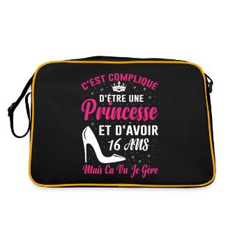 Princesse 16 Ans Anniversaire Idée Cadeau Année 16 - Sac Retro - noir/or - Dos