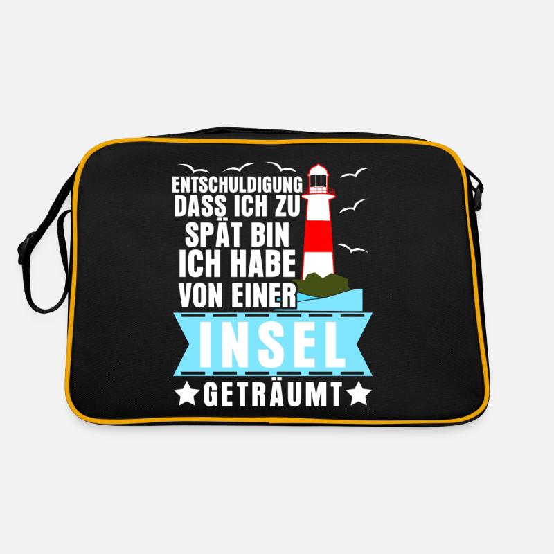 Helgoland Usedom Norderney Amrum Rügen - Retro Tasche - Schwarz/Gold