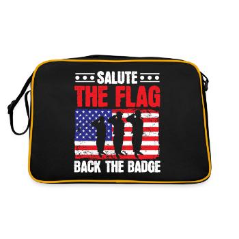 Salute The Flag Back The Badge USA Flag Police - Sac Retro - noir/or - Dos
