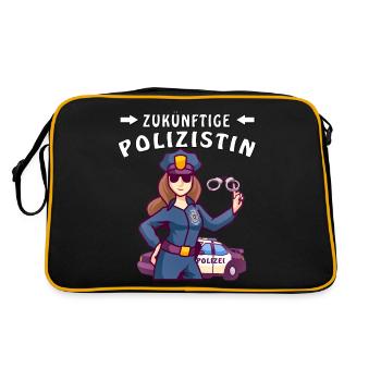 ZUKÜNFTIGE POLIZISTIN - Retro Tasche - Schwarz/Gold - Hinten