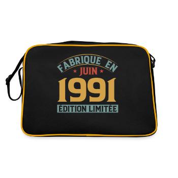 Fabriqué En Juin 1991 Anniversaire Cadeau Vintage - Sac Retro - noir/or - Dos