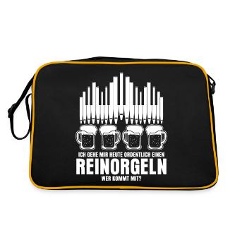 Reinorgeln Orgel Bier Party Alkohol - Retro Tasche - Schwarz/Gold - Hinten