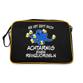 Achtarmig einen Reinorgeln Bier Saufen - Retro Tasche - Schwarz/Gold - Hinten
