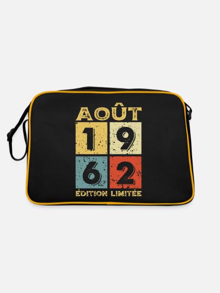 Août 1962 Original Idée Cadeau Anniversaire - Sac Retro - noir/or