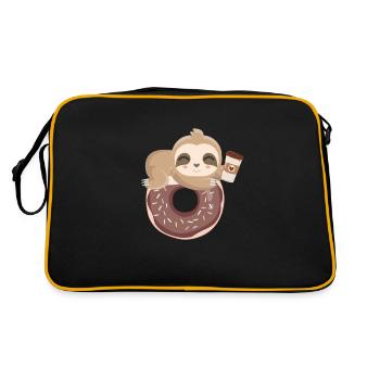 Donut Coffee Sloth Donuts GEschenk - Retro Bag - black/gold - Back