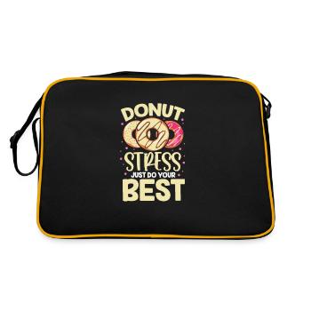 Donut Süssigkeiten Donuts Essen Bäcker Geschenk - Retro Tasche - Schwarz/Gold - Hinten