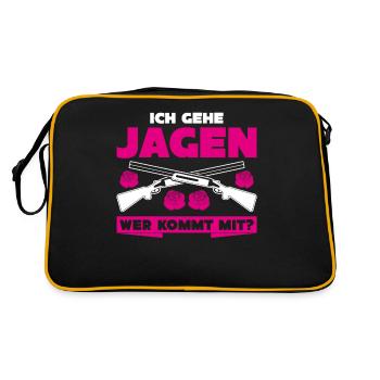 Jägerin Ich gehe Jagen Keiler Jäger - Retro Tasche - Schwarz/Gold - Hinten