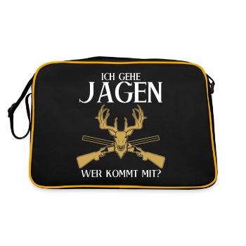 Jägerin Jäger Jagen Hirsche Keiler Jäger - Retro Tasche - Schwarz/Gold - Hinten