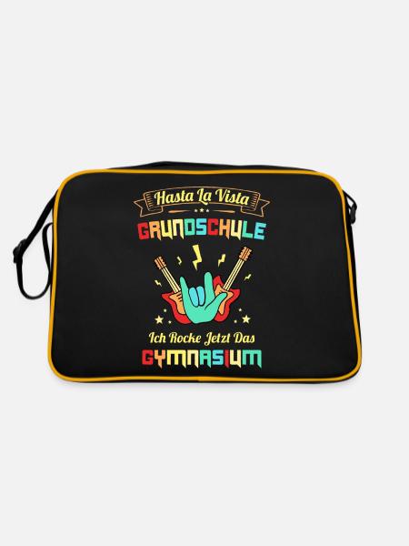 5. Klasse Gymnasium Hasta La Vista Grundschule - Retro Tasche - Schwarz/Gold - Hinten