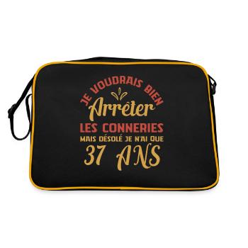 Je N'ai Que 37 Ans Anniversaire Cadeau Vintage Âge - Sac Retro - noir/or - Dos