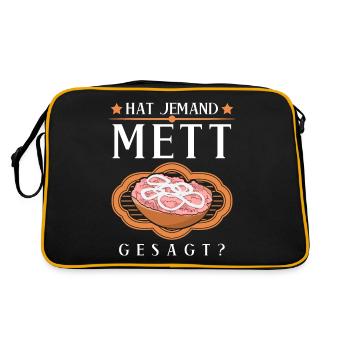 Mettigel Mettbrötchen Mettfleisch Mett - Retro Tasche - Schwarz/Gold - Hinten