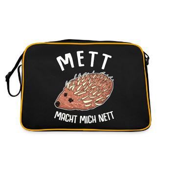 Mettigel Mettbrötchen Hack Mett - Retro Tasche - Schwarz/Gold - Hinten
