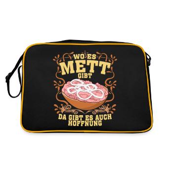Mettbrötchen Mettfleisch Mett Mettigel - Retro Tasche - Schwarz/Gold - Hinten