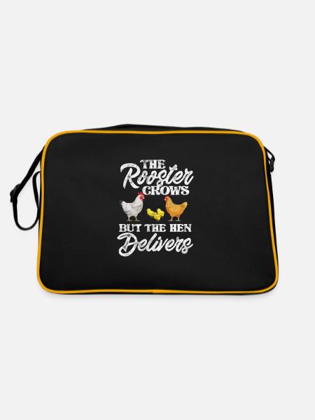Huhn - Retro Tasche - Schwarz/Gold - Hinten