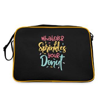 Donut Süssigkeiten Donuts Essen Bäcker Geschenk - Retro Tasche - Schwarz/Gold - Hinten