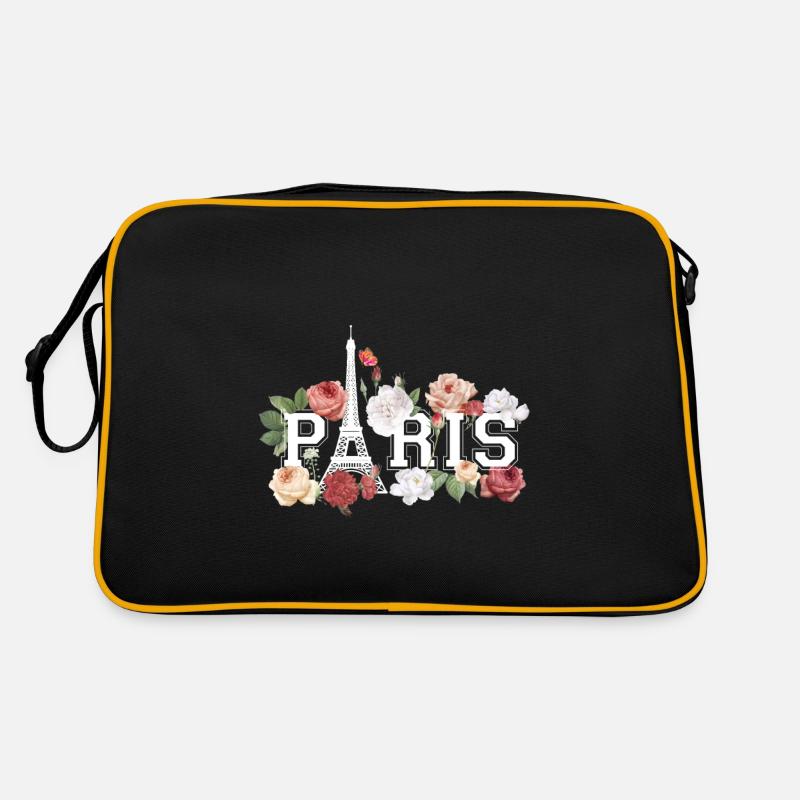Paris mit Eiffelturm und Blumen Retro Tasche