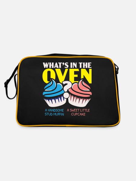 What's in the oven Muffin or Cupcake Baby-Ankün - Retro Bag - black/gold - Back