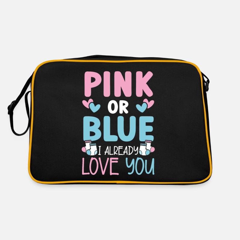 Rosa oder blau Ich liebe dich schon Baby Ankündigu Retro Tasche